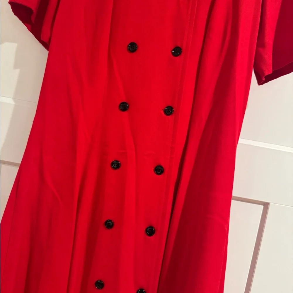 Vintage‎ Liz Claiborne Red Midi Dress with Black Buttons